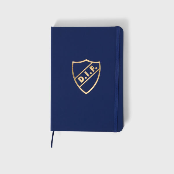 SKRIVBOK A5 KONSTLÄDER GULD LOGGA