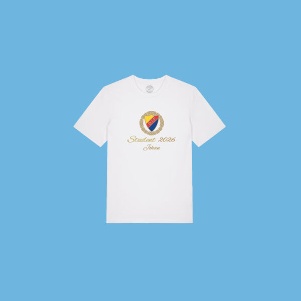 T-shirt student vit tryck