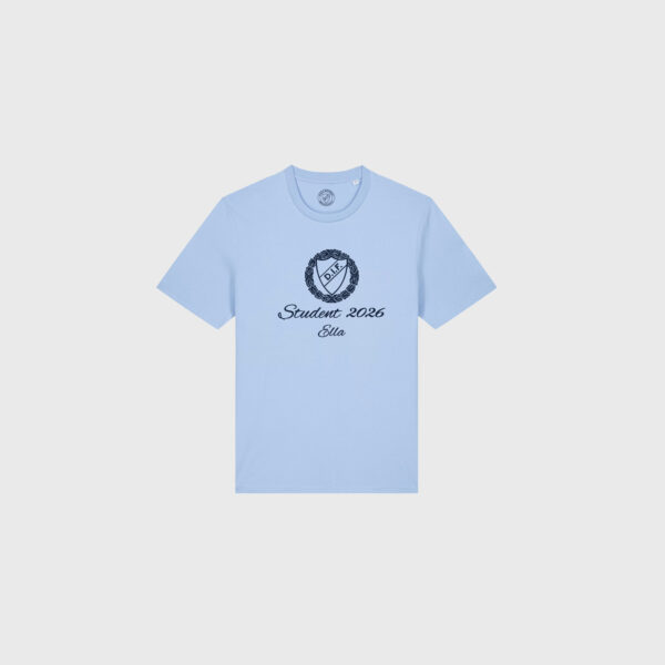 T-shirt student ljusblå tryck
